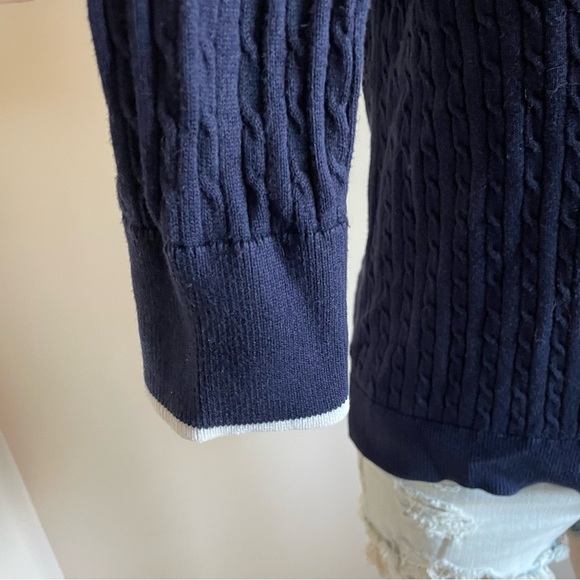 Ralph Lauren Crest Zip Up Sweater Cable Knit Navy Blue Preppy Acadamia Prep - Picture 7 of 9